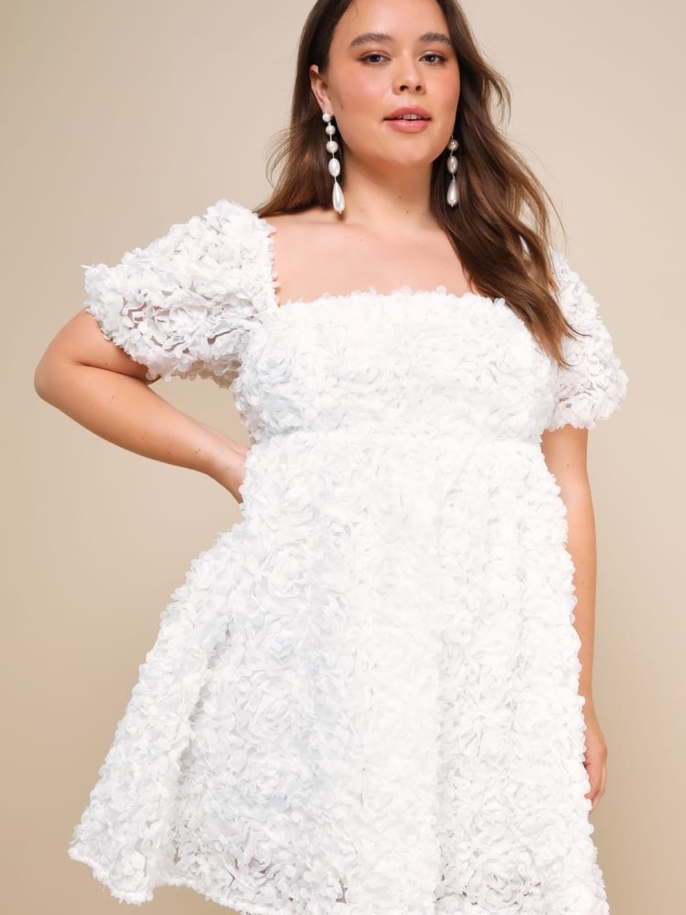 Lulu's Precious Passion Babydoll Textured Mini Dress